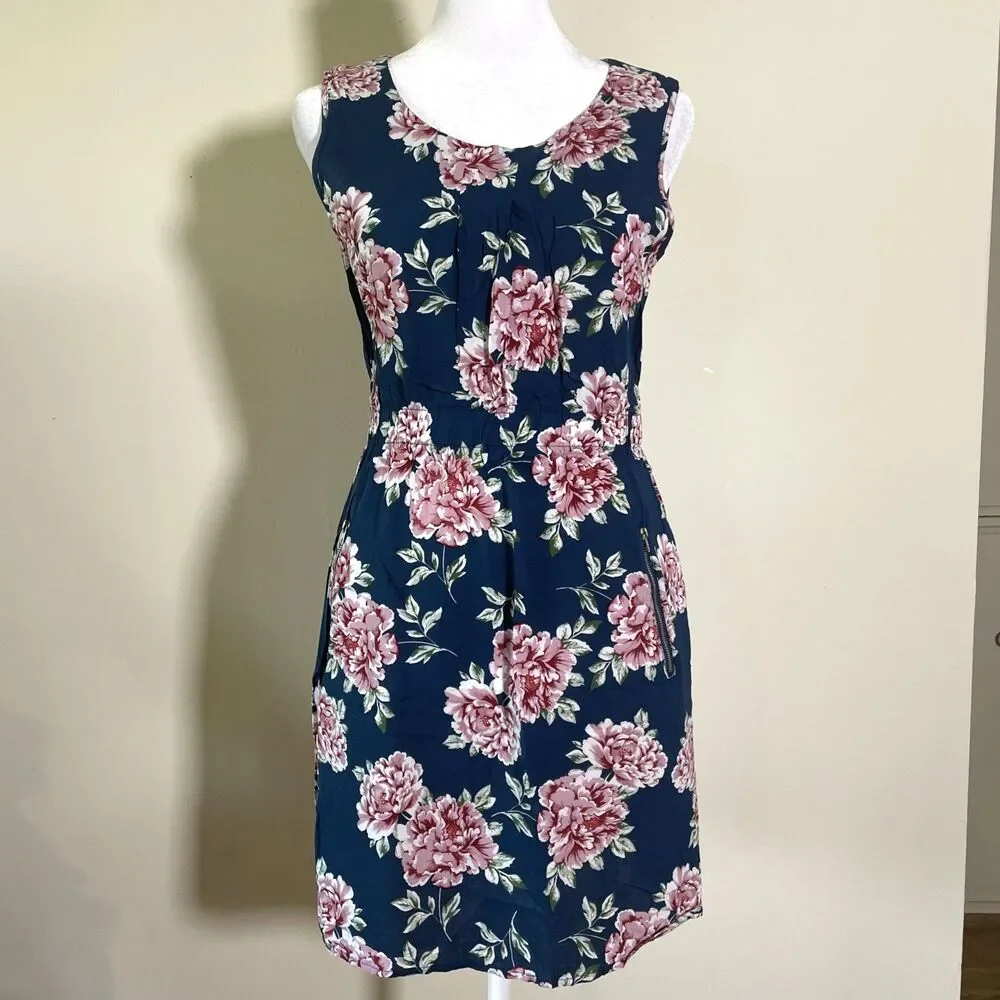 Basement Women’s Floral Blue Pink Mini Dress Size Small Coquette Sundress